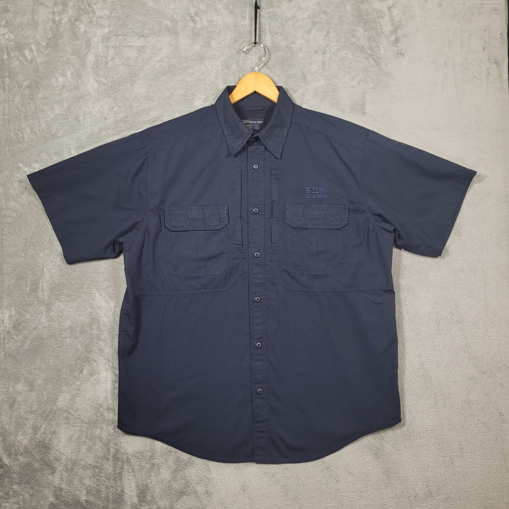 5.11 Tactical Shirt Mens L Navy Blue Short Sleeve Ripstop Ventilated Pockets